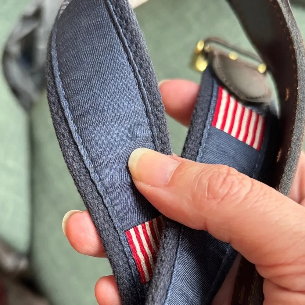 Vineyard Vines boys kids USA Flag America Brown Leather & Navy Flag Belt size 30